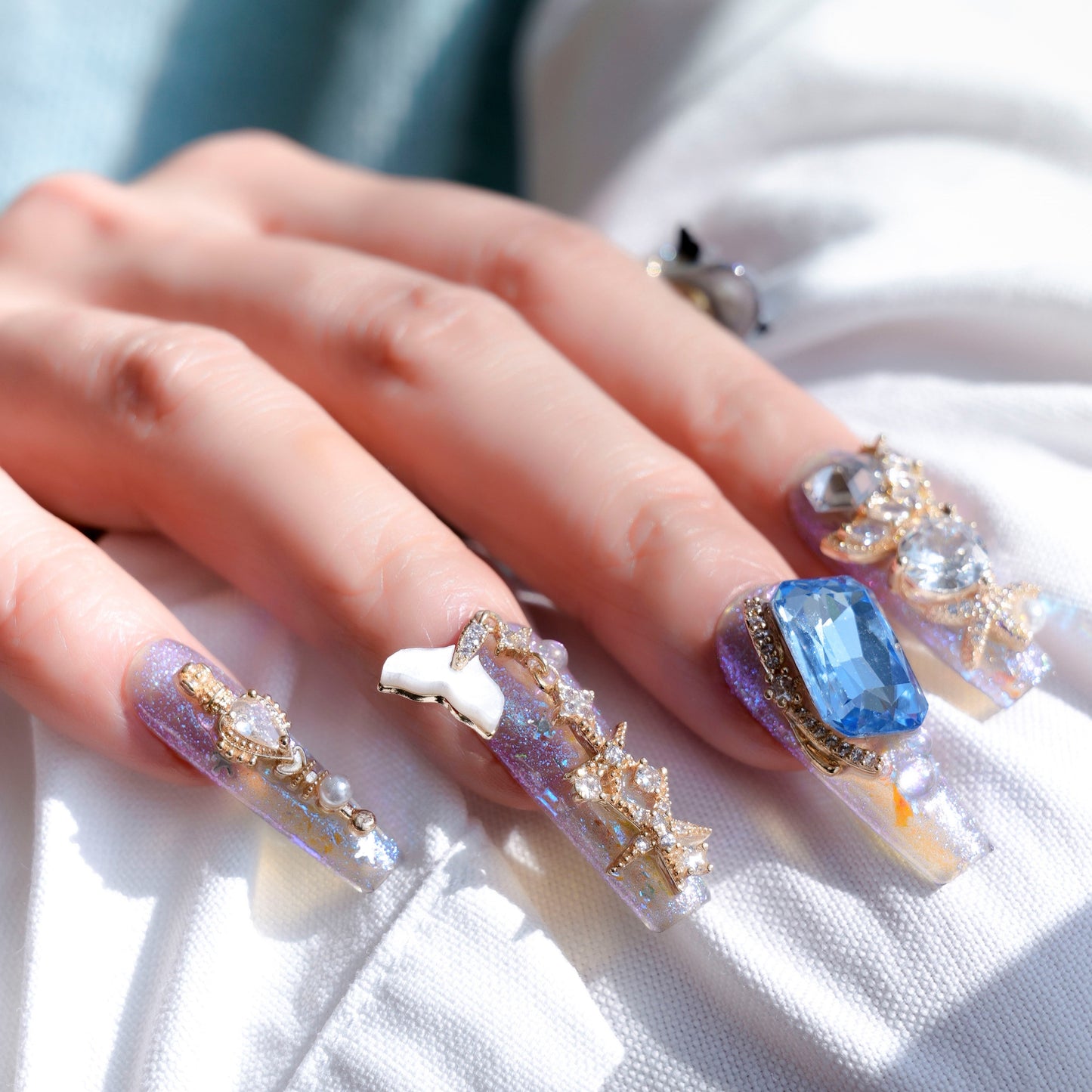 FASHION NAIL CT-012 ネイルチップ コフィン ロング カラフル系 夏 重複利用可能