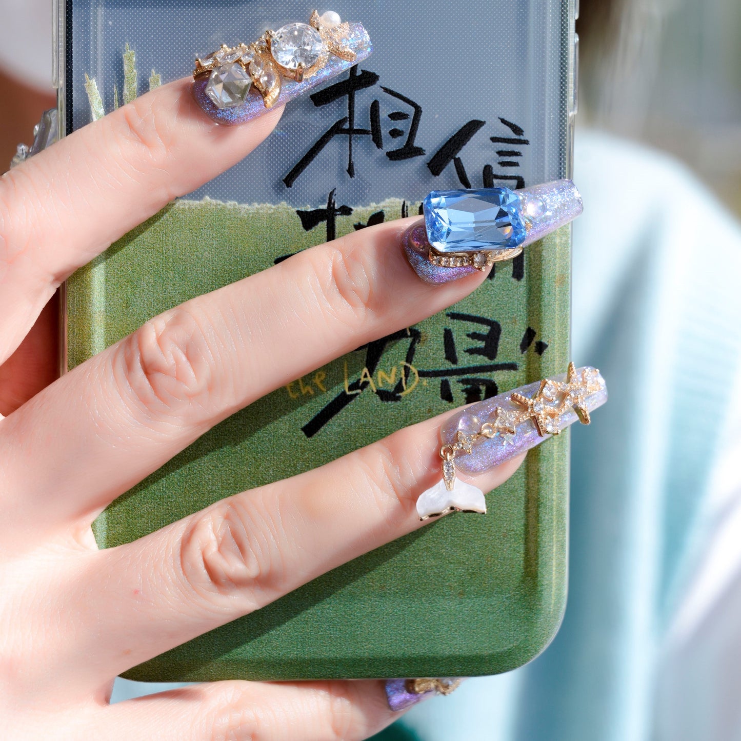 FASHION NAIL CT-012 ネイルチップ コフィン ロング カラフル系 夏 重複利用可能