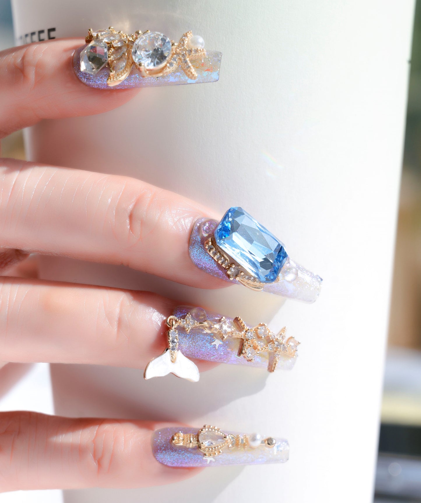 FASHION NAIL CT-012 ネイルチップ コフィン ロング カラフル系 夏 重複利用可能