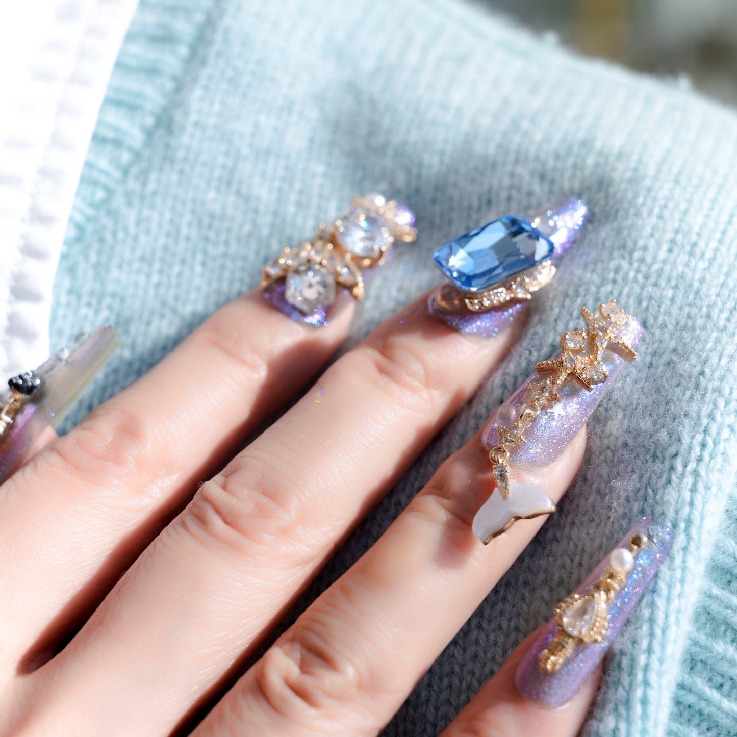 FASHION NAIL CT-012 ネイルチップ コフィン ロング カラフル系 夏 重複利用可能