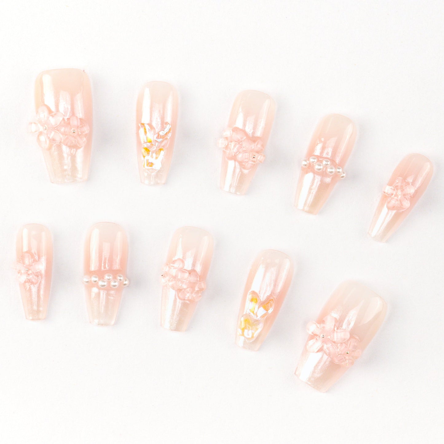 FASHION NAIL CT-056 ネイルチップ コフィン ロング ピンク系 重複利用可能