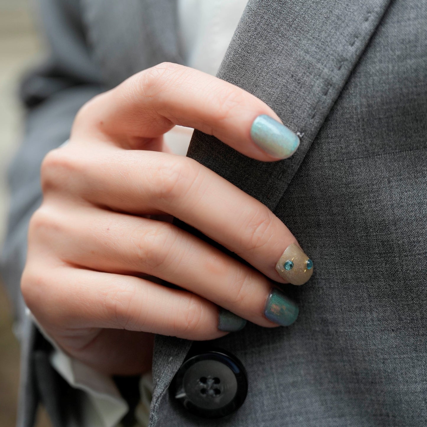 FASHION NAIL DFY-011 ネイルチップ ラウンド ショート グリーン系 夏 重複利用可能