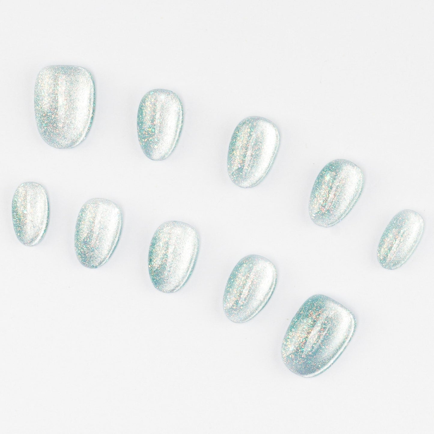 FASHION NAIL DFY-100 マグネットネイル オーバル/ラウンド選択可能 ショート ブルー&水色系 重複利用