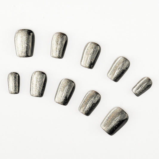 FASHION NAIL CDT-031 ネイルチップ バレリーナ ショート ブラック系 重複利用可能