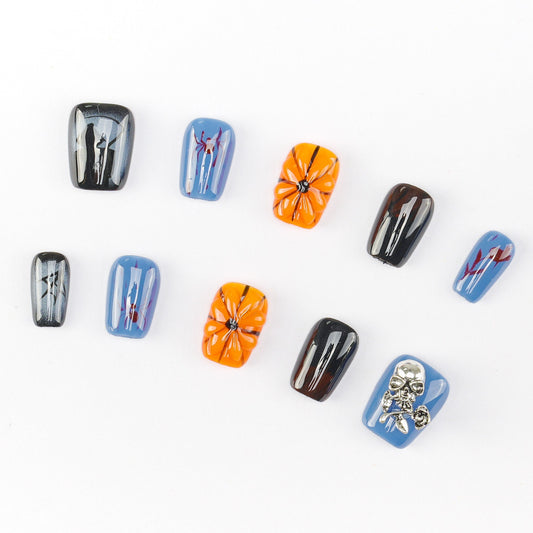 FASHION NAIL CDT-063 ネイルチップ バレリーナ ショート カラフル系 ハロウィン 重複利用可能