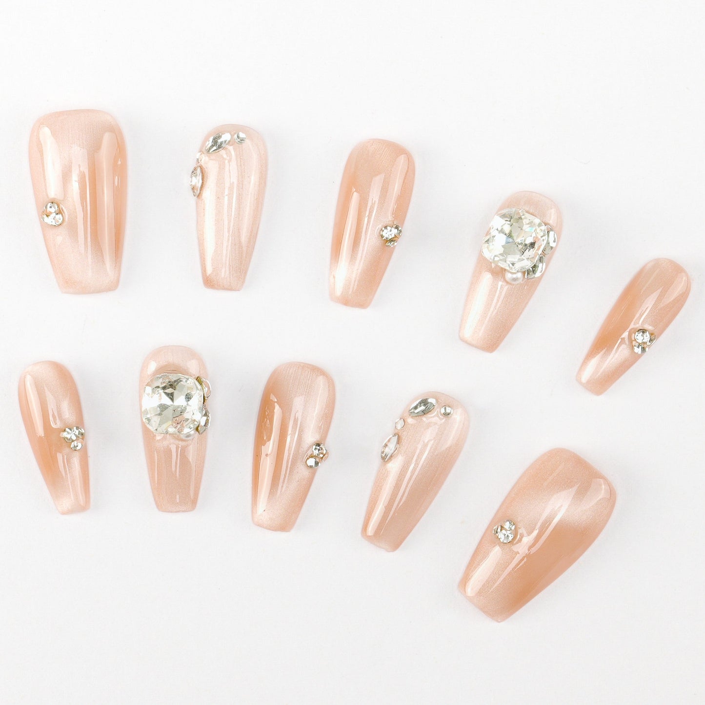 FASHION NAIL CT-066 ネイルチップ コフィン ロング ピンク系 重複利用可能