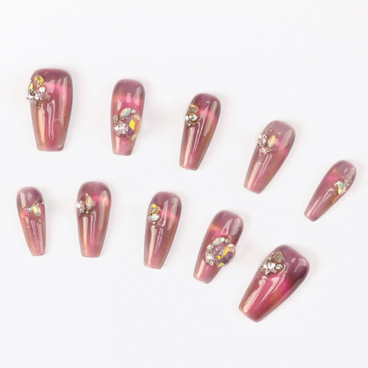 FASHION NAIL CT-070 ネイルチップ コフィン ロング パープル系 重複利用可能