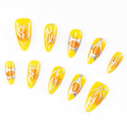 FASHION NAIL CXR-015 ネイルチップ コフィン ギャルネイル ロング イエロー系 重複利用可能 セール商品