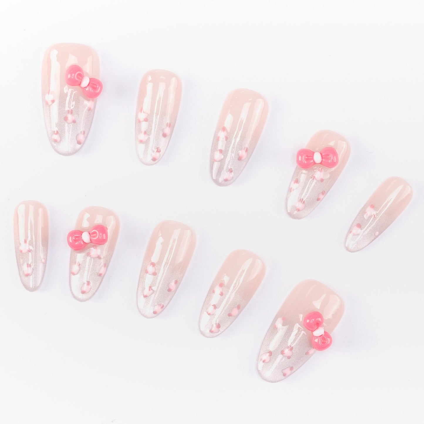 FASHION NAIL CXR-085 ネイルチップ アーモンド ロング ピンク系 重複利用可能