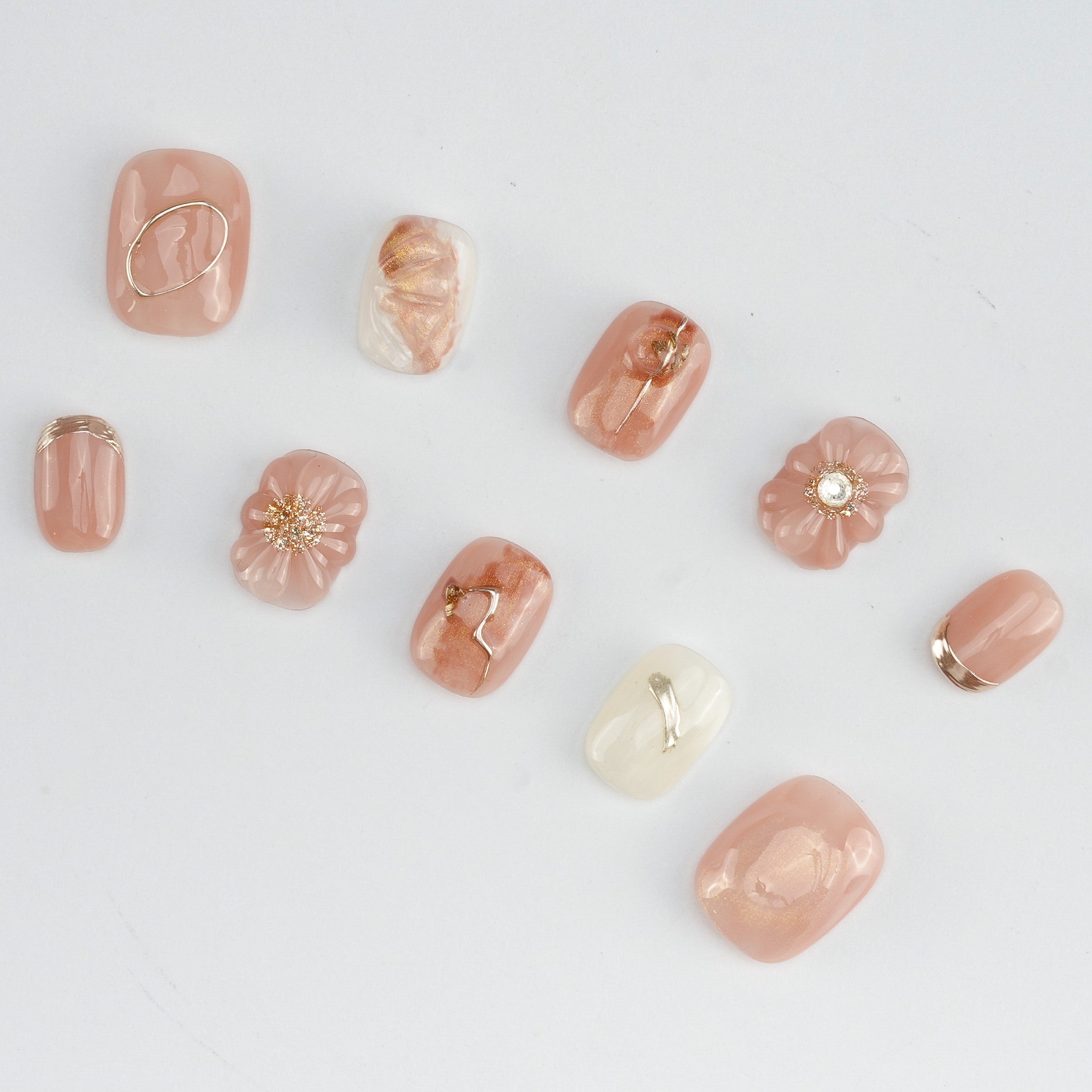 FASHION NAIL DFY-013 ネイルチップ ラウンド ショート ピンク系