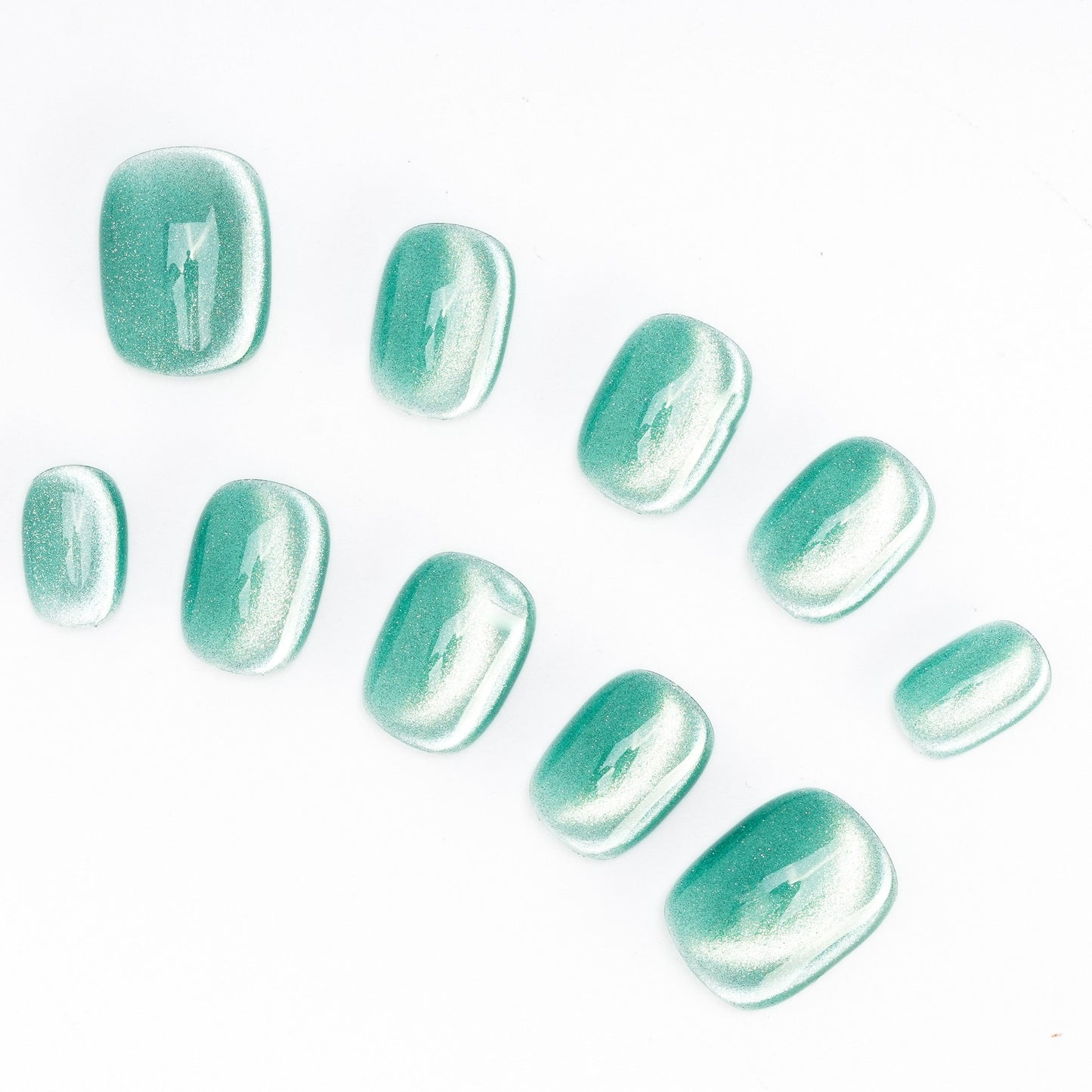 FASHION NAIL DFY-022 マグネットネイル ラウンド ショート グリーン系 夏 重複利用可能