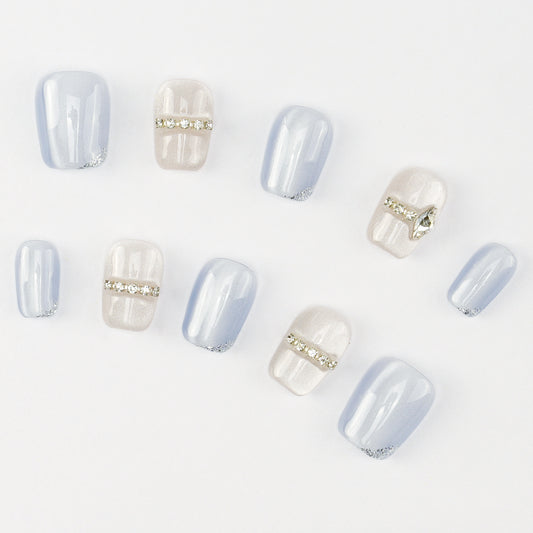 FASHION NAIL DT-044 ネイルチップ ラウンド ショート グレー系 重複利用可能