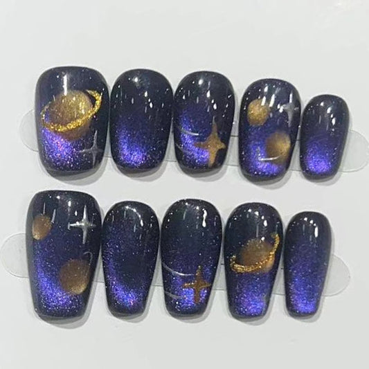 FASHION NAIL DT-085 ネイルチップ ラウンド ショート パープル系 重複利用可能