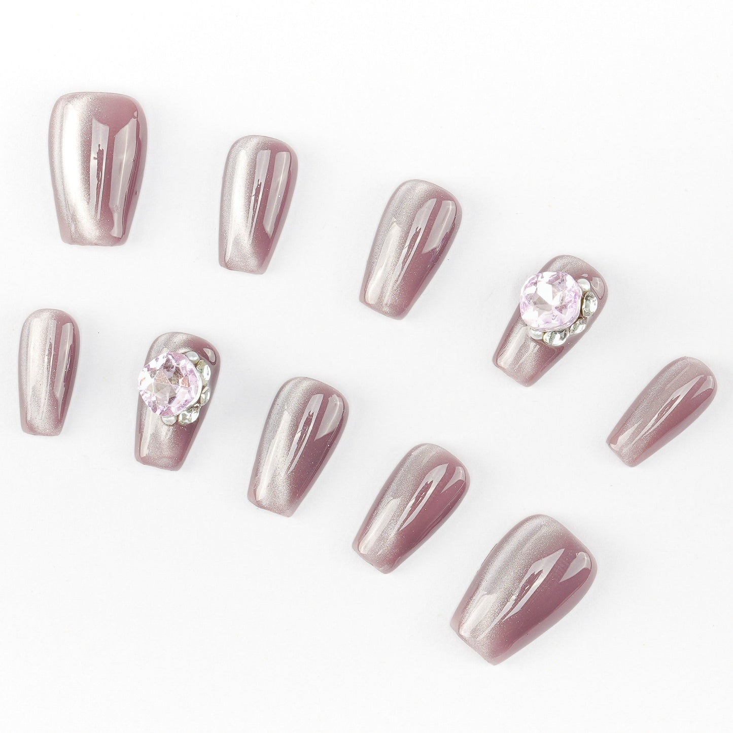 FASHION NAIL DT-089 ネイルチップ バレリーナ ミディアム パープル系 重複利用可能