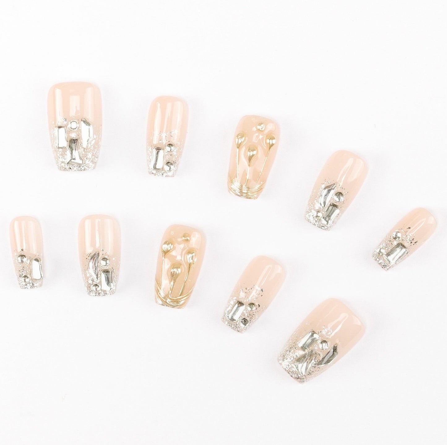 FASHION NAIL DT-112 ネイルチップ バレリーナ ミディアム ピンク系 重複利用可能