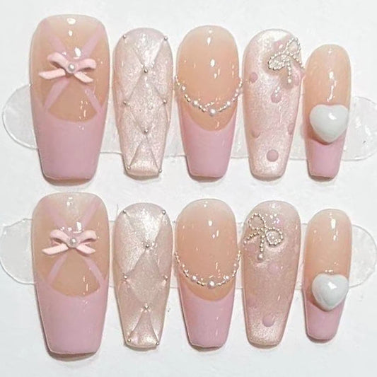 FASHION NAIL ZCT-076 ネイルチップ バレリーナ ロング ピンク系 重複利用可能