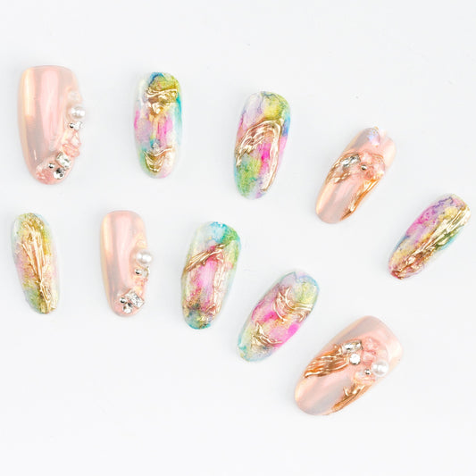 FASHION NAIL ZTY-008 ネイルチップ オーバル ミディアム ピンク系 春 重複利用可能 セール商品